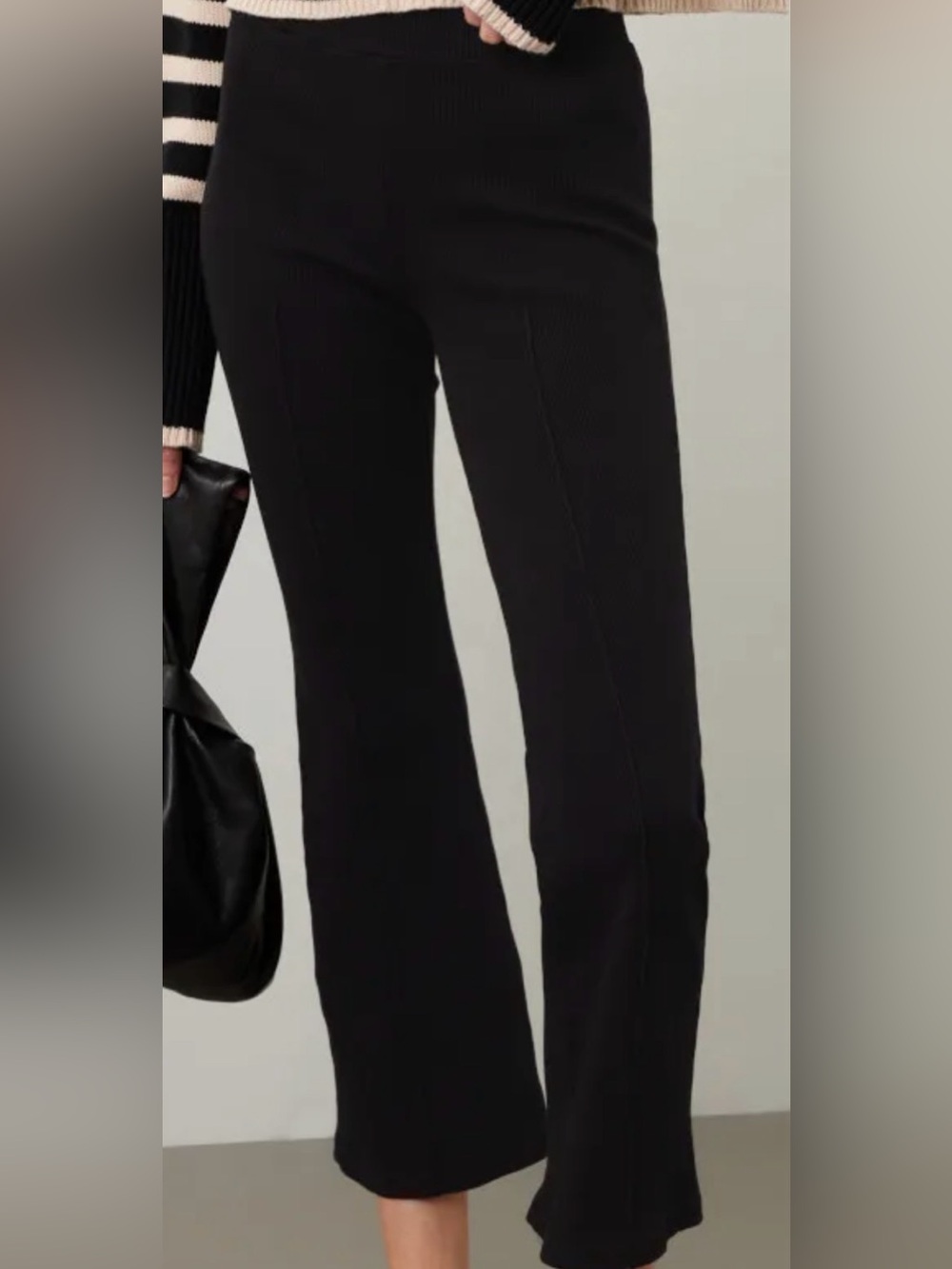 Donni ribbed kick flare pants black